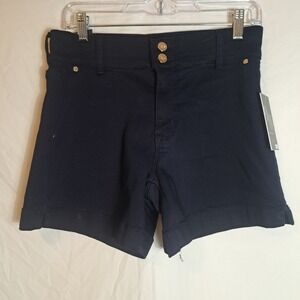 $69 NINE WEST High Waisted Belted Woven Shorts Womens‎ Size 6/28 navyblue